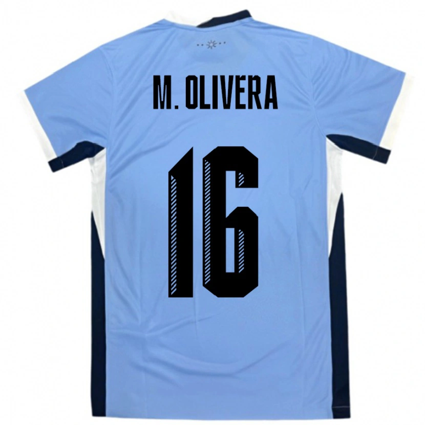 Danxen Kinder Uruguay Mathias Olivera #16 Weiß Schwarz Heimtrikot Trikot 24-26 T-Shirt