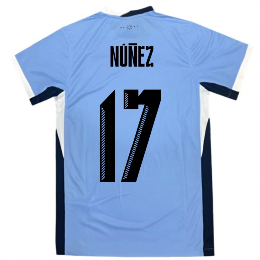 Danxen Kinder Uruguay Facundo Nunez #17 Weiß Schwarz Heimtrikot Trikot 24-26 T-Shirt