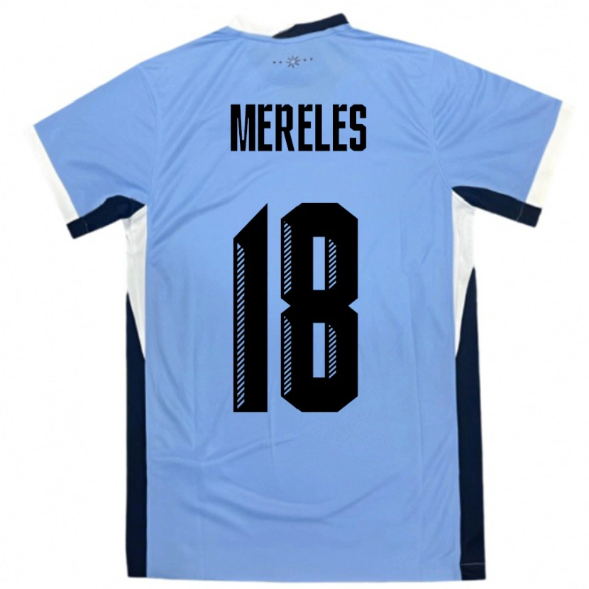 Danxen Kinder Uruguay Exequiel Mereles #18 Weiß Schwarz Heimtrikot Trikot 24-26 T-Shirt