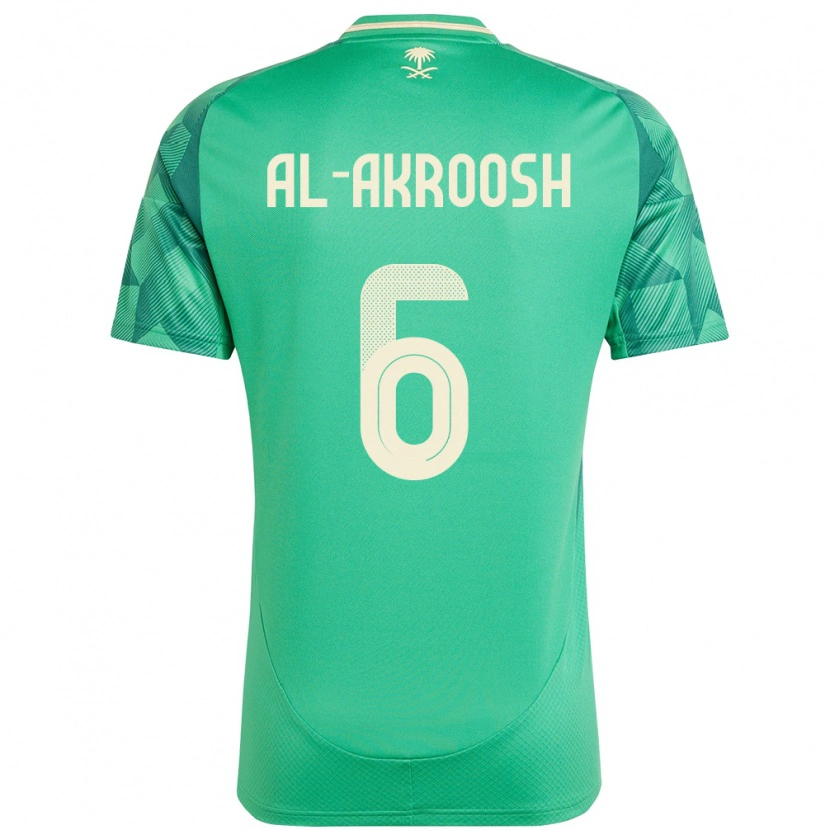 Danxen Kinder Saudi-Arabien Hassan Al-Akroosh #6 Grün Heimtrikot Trikot 24-26 T-Shirt