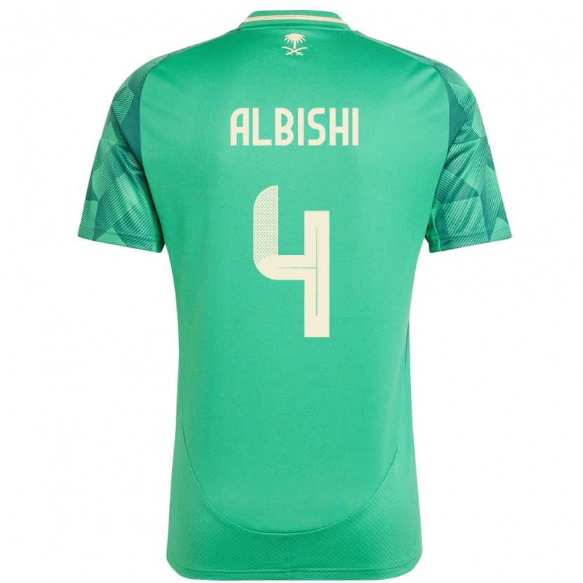 Danxen Kinder Saudi-Arabien Abdullah Albishi #4 Grün Heimtrikot Trikot 24-26 T-Shirt