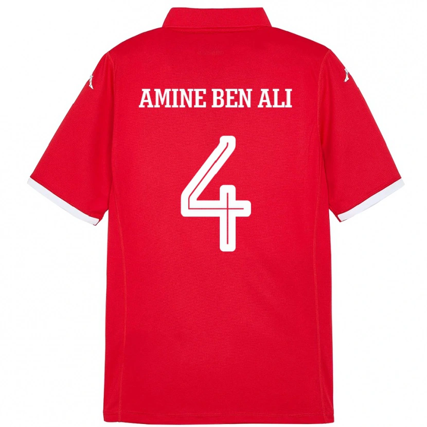Danxen Kinder Tunesien Mohamed Amine Ben Ali #4 Rot Heimtrikot Trikot 24-26 T-Shirt