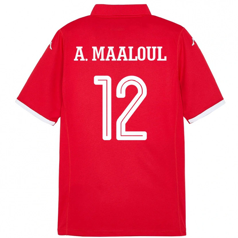 Danxen Kinder Tunesien Ali Maaloul #12 Rot Heimtrikot Trikot 24-26 T-Shirt