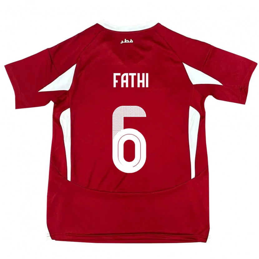 Danxen Kinder Katar Ahmed Fathi #6 Rot Heimtrikot Trikot 24-26 T-Shirt