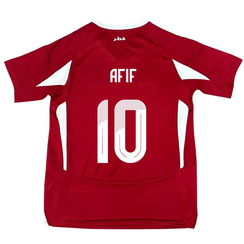 Danxen Kinder Katar Akram Afif #10 Rot Heimtrikot Trikot 24-26 T-Shirt