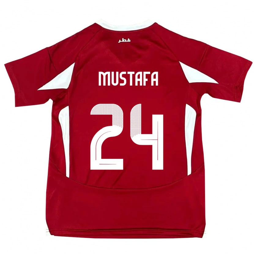 Danxen Kinder Katar Mustafa Mashaal #24 Rot Heimtrikot Trikot 24-26 T-Shirt
