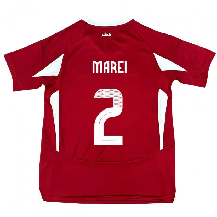 Danxen Kinder Katar Yousef Marei #2 Rot Heimtrikot Trikot 24-26 T-Shirt
