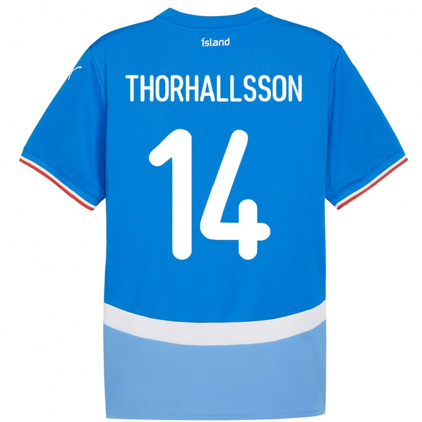 Danxen Kinder Island Dagur Dan Thórhallsson #14 Blau Heimtrikot Trikot 24-26 T-Shirt