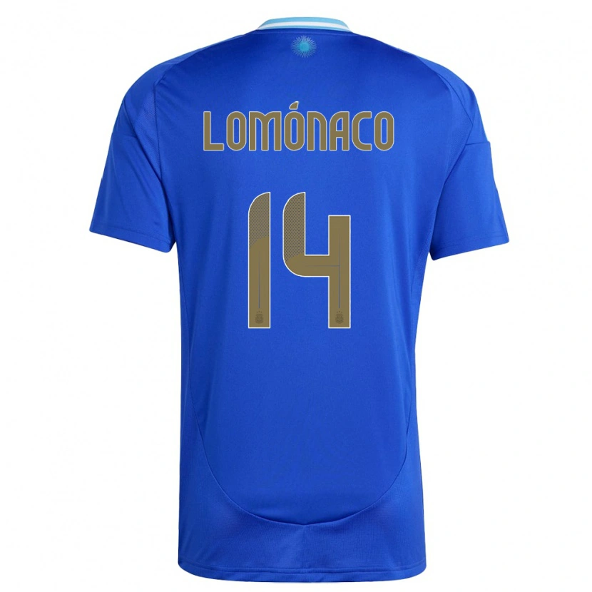 Danxen Kinder Argentinien Kevin Lomónaco #14 Blau Auswärtstrikot Trikot 24-26 T-Shirt