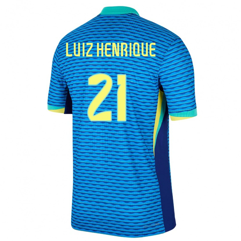 Danxen Kinder Brasilien Luiz Henrique #21 Blau Auswärtstrikot Trikot 24-26 T-Shirt