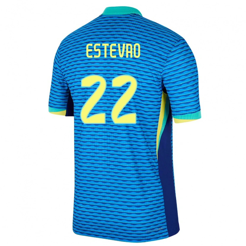 Danxen Kinder Brasilien Estêvão #22 Blau Auswärtstrikot Trikot 24-26 T-Shirt