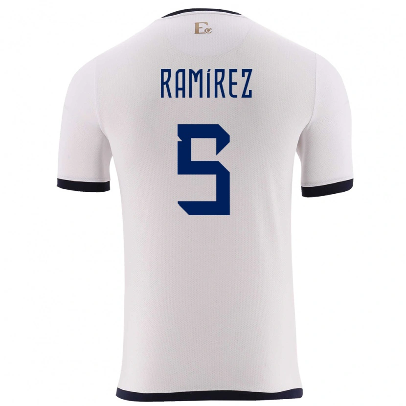 Danxen Kinder Ecuador Cristian Ramírez #5 Weiß Auswärtstrikot Trikot 24-26 T-Shirt