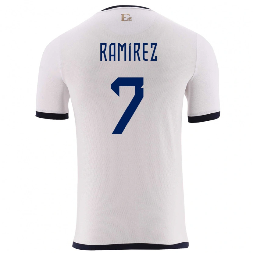Danxen Kinder Ecuador Jalmar Ramírez #7 Weiß Auswärtstrikot Trikot 24-26 T-Shirt