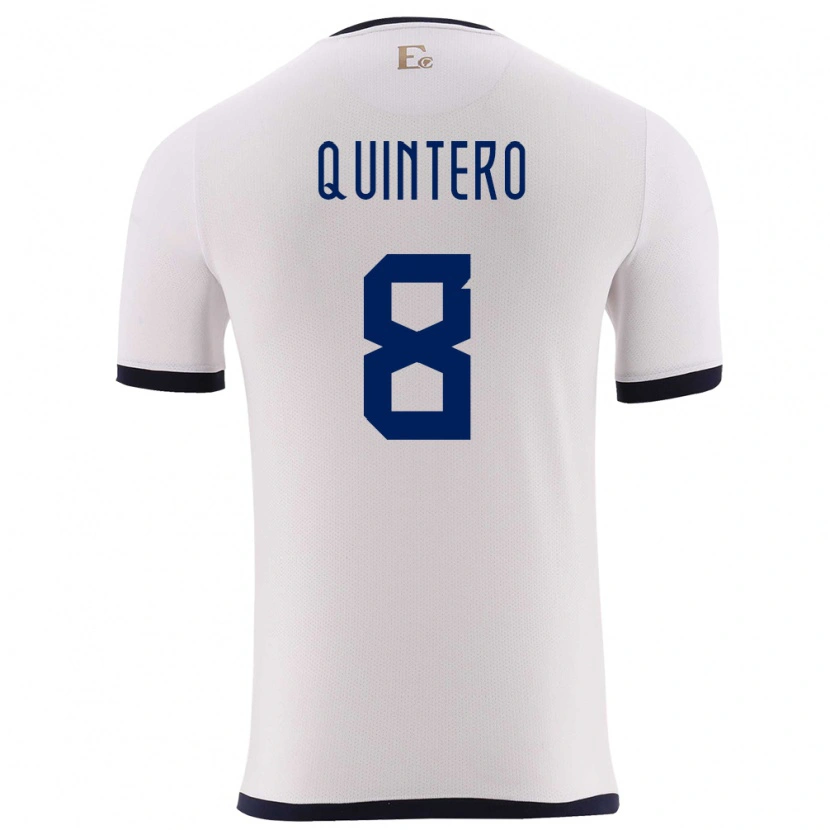 Danxen Kinder Ecuador Hólger Quintero #8 Weiß Auswärtstrikot Trikot 24-26 T-Shirt