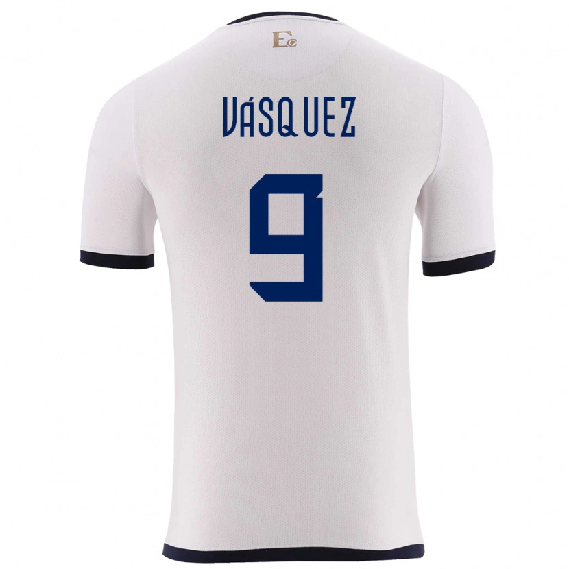 Danxen Kinder Ecuador Yandri Vásquez #9 Weiß Auswärtstrikot Trikot 24-26 T-Shirt