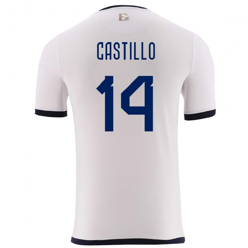 Danxen Kinder Ecuador Darío Castillo #14 Weiß Auswärtstrikot Trikot 24-26 T-Shirt