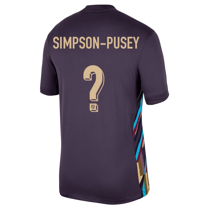 Danxen Kinder England Jahmai Simpson-Pusey #0 Dunkle Rosine Auswärtstrikot Trikot 24-26 T-Shirt