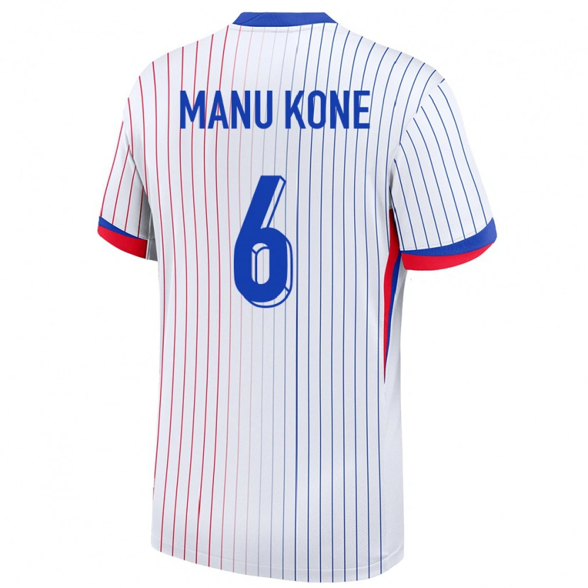 Danxen Kinder Frankreich Manu Koné #6 Weiß Auswärtstrikot Trikot 24-26 T-Shirt