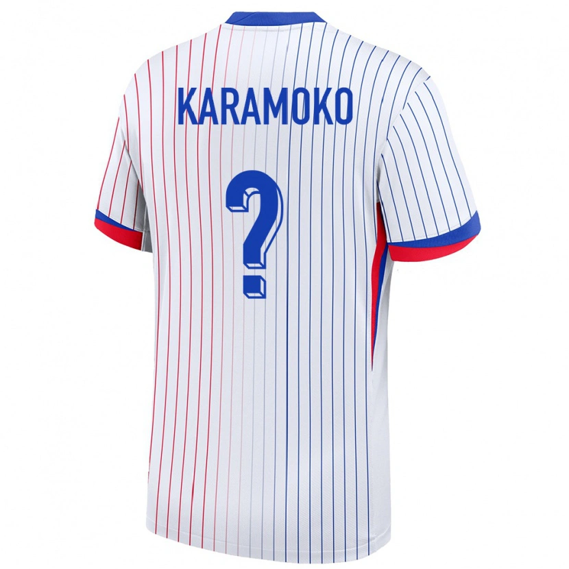 Danxen Kinder Frankreich Noah Karamoko #0 Weiß Auswärtstrikot Trikot 24-26 T-Shirt