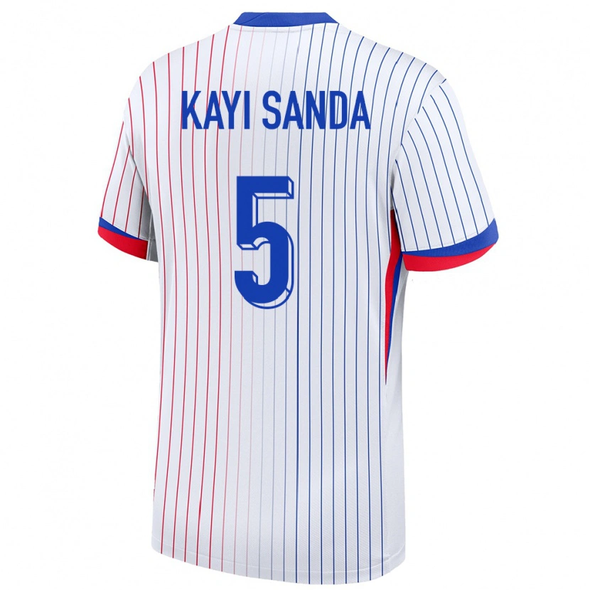 Danxen Kinder Frankreich Joachim Kayi Sanda #5 Weiß Auswärtstrikot Trikot 24-26 T-Shirt