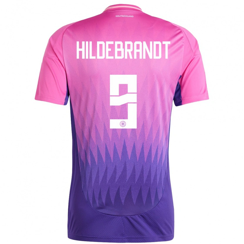 Danxen Kinder Deutschland Niklas Hildebrandt #9 Pink Lila Auswärtstrikot Trikot 24-26 T-Shirt