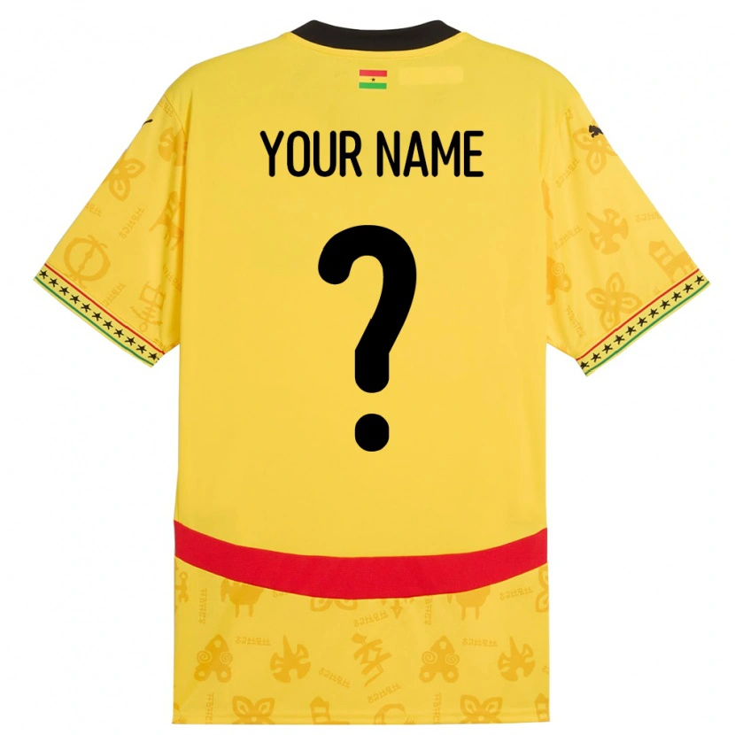 Danxen Kinder Ghana Ihren Namen #0 Gelb Auswärtstrikot Trikot 24-26 T-Shirt