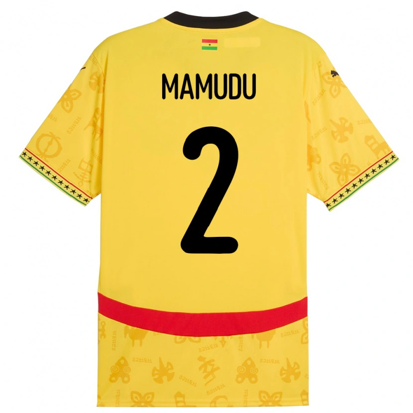 Danxen Kinder Ghana Kamaradini Mamudu #2 Gelb Auswärtstrikot Trikot 24-26 T-Shirt