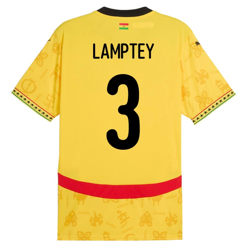 Danxen Kinder Ghana Tariq Lamptey #3 Gelb Auswärtstrikot Trikot 24-26 T-Shirt