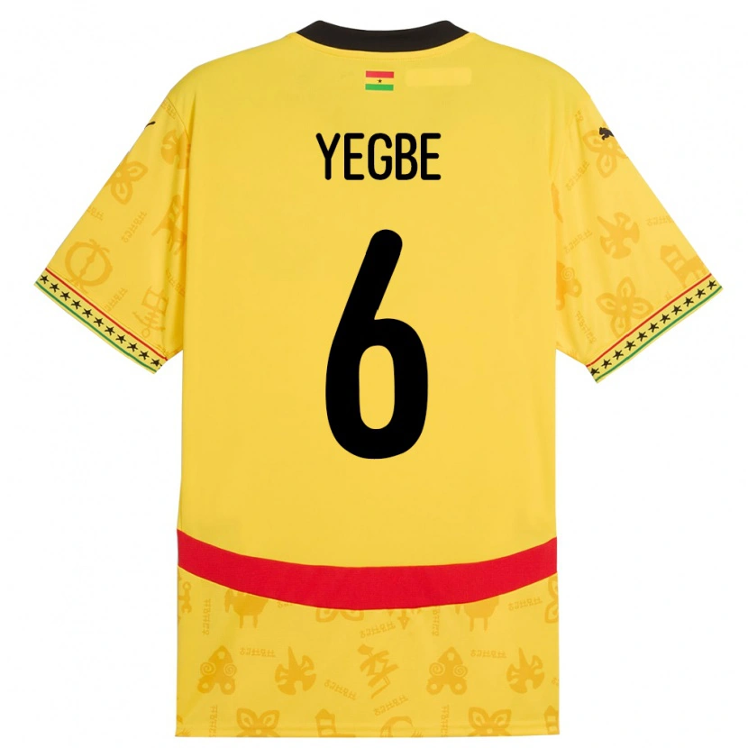 Danxen Kinder Ghana Terry Yegbe #6 Gelb Auswärtstrikot Trikot 24-26 T-Shirt
