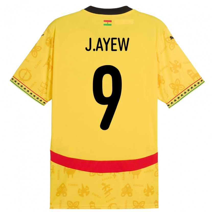 Danxen Kinder Ghana Jordan Ayew #9 Gelb Auswärtstrikot Trikot 24-26 T-Shirt