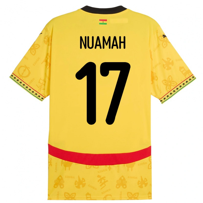Danxen Kinder Ghana Ernest Nuamah #17 Gelb Auswärtstrikot Trikot 24-26 T-Shirt