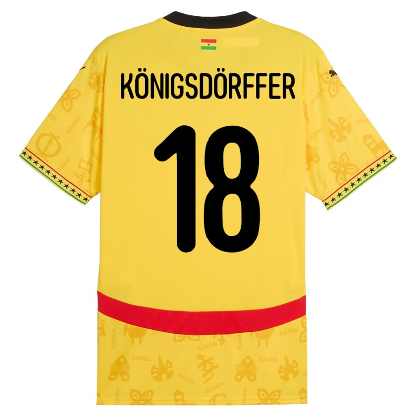 Danxen Kinder Ghana Ransford Königsdörffer #18 Gelb Auswärtstrikot Trikot 24-26 T-Shirt