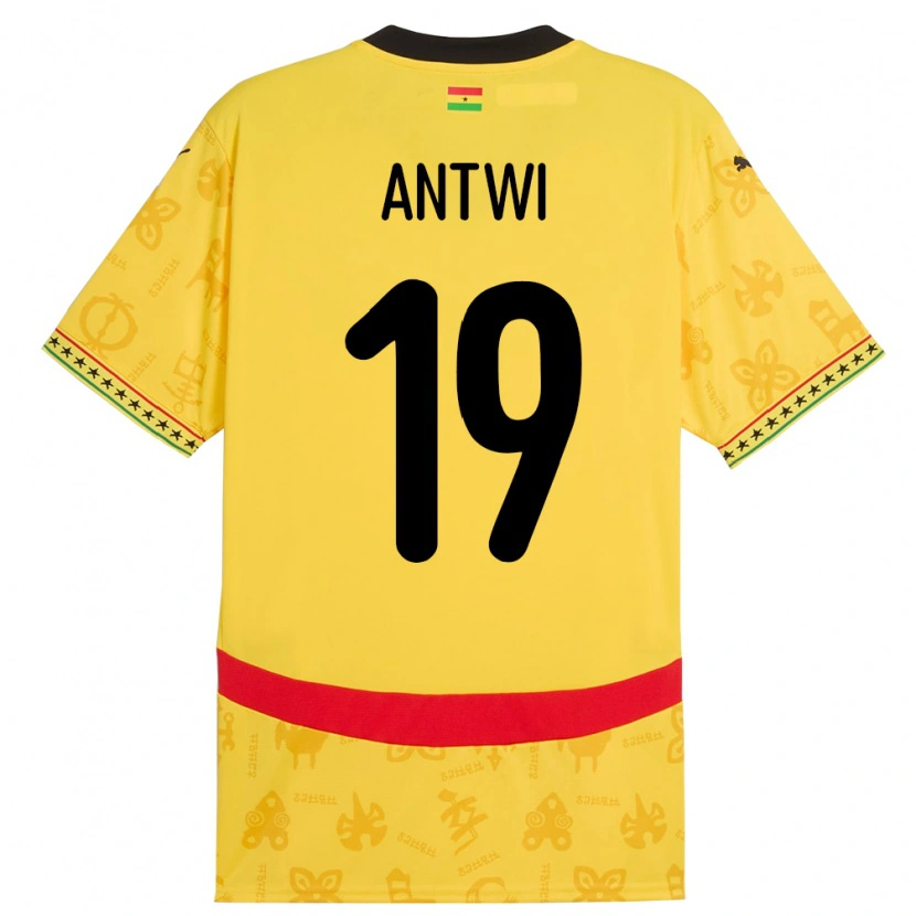 Danxen Kinder Ghana Emmanuel Antwi #19 Gelb Auswärtstrikot Trikot 24-26 T-Shirt