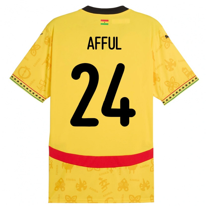 Danxen Kinder Ghana Isaac Afful #24 Gelb Auswärtstrikot Trikot 24-26 T-Shirt