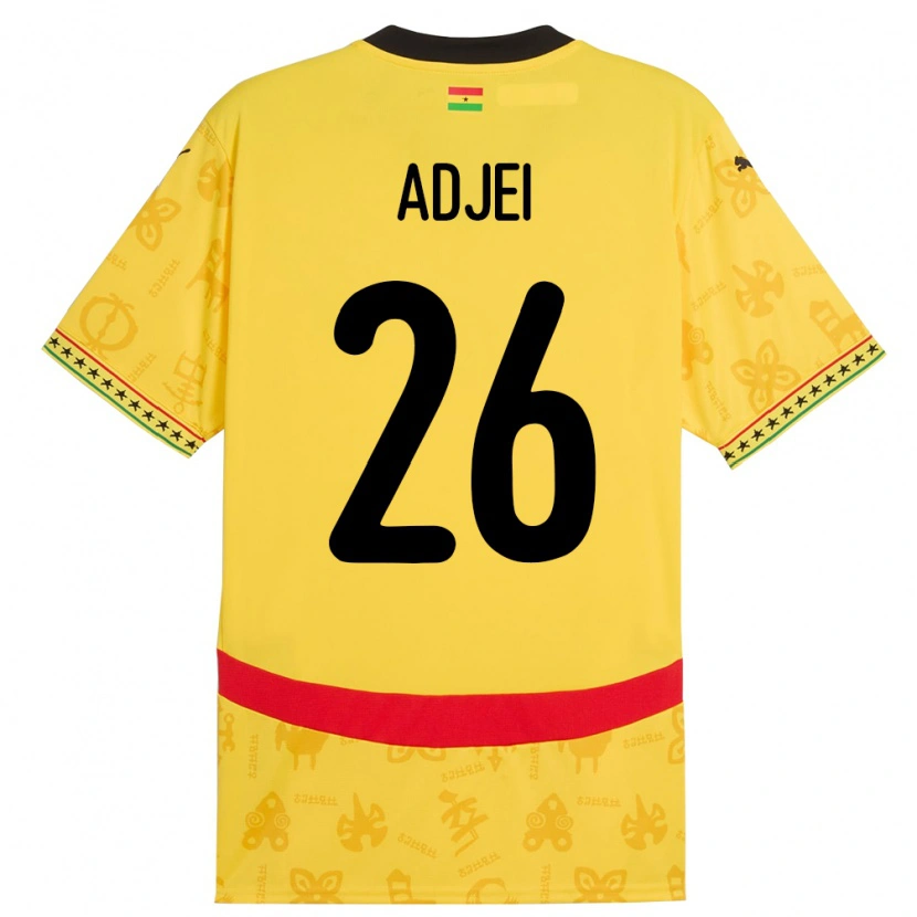 Danxen Kinder Ghana Nathaniel Adjei #26 Gelb Auswärtstrikot Trikot 24-26 T-Shirt