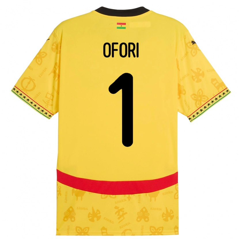 Danxen Kinder Ghana Richard Ofori #1 Gelb Auswärtstrikot Trikot 24-26 T-Shirt