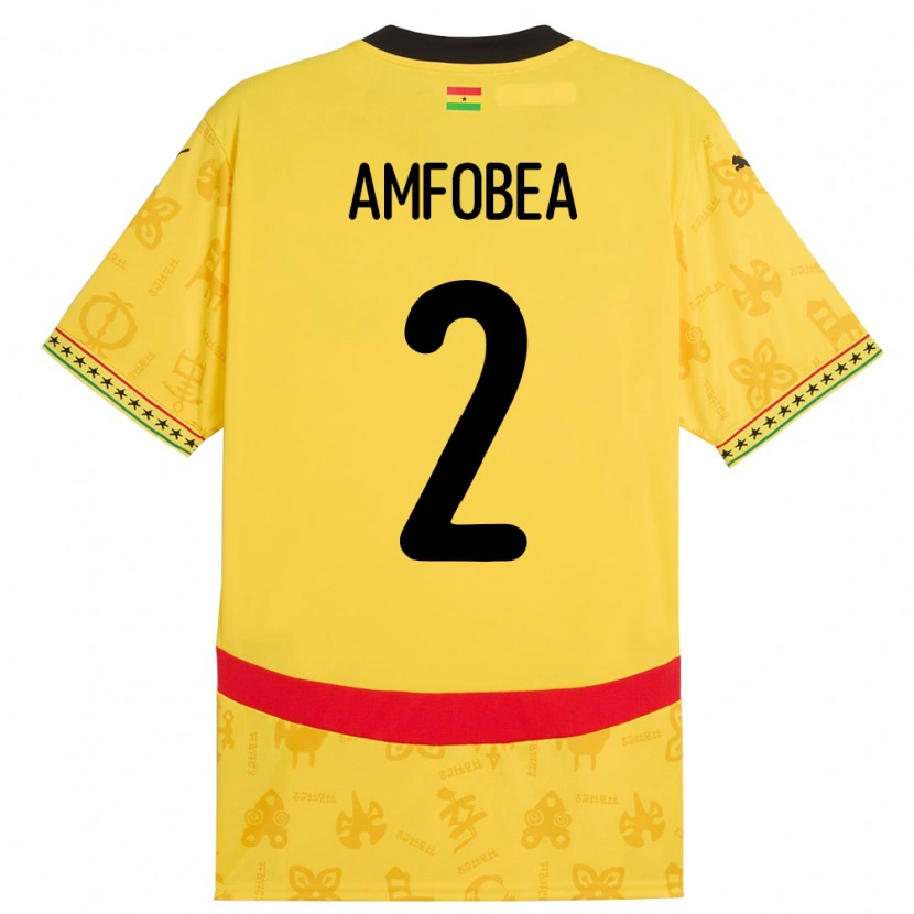 Danxen Kinder Ghana Gladys Amfobea #2 Gelb Auswärtstrikot Trikot 24-26 T-Shirt