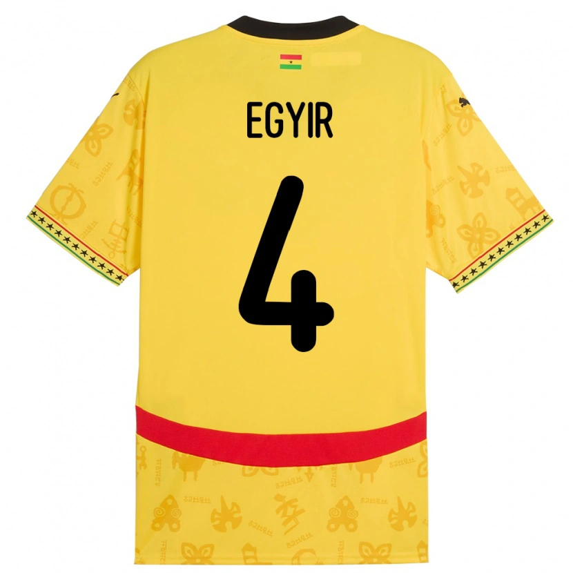 Danxen Kinder Ghana Janet Egyir #4 Gelb Auswärtstrikot Trikot 24-26 T-Shirt