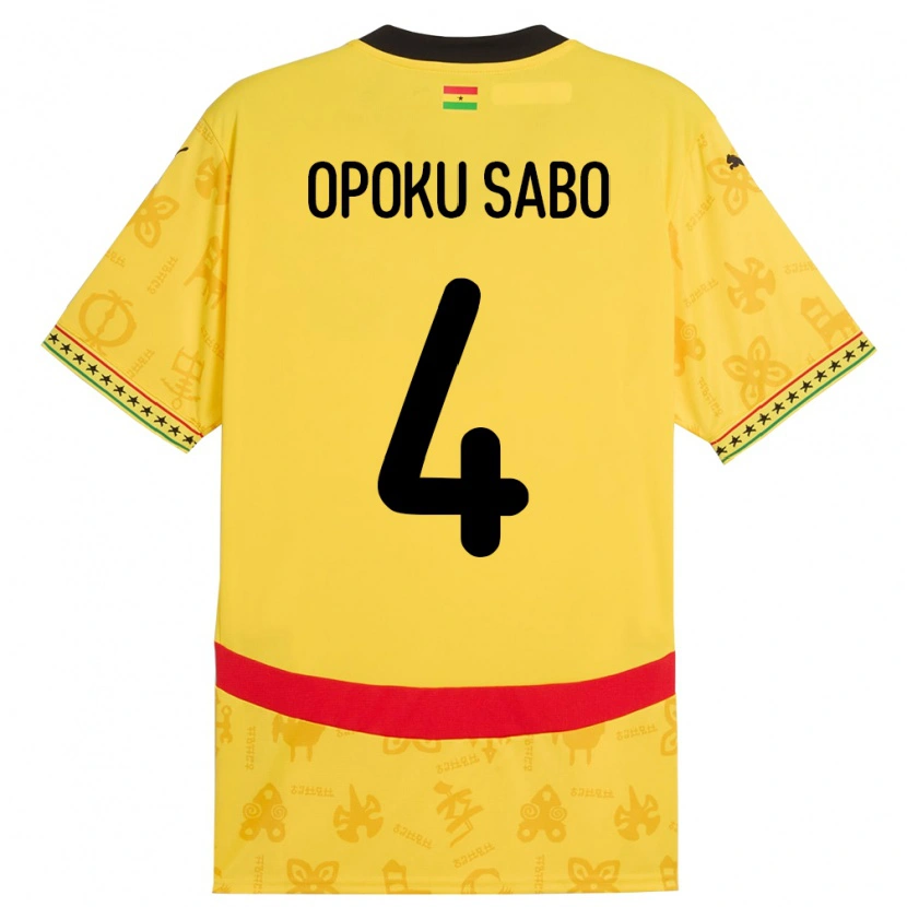 Danxen Kinder Ghana Alex Opoku Sabo #4 Gelb Auswärtstrikot Trikot 24-26 T-Shirt