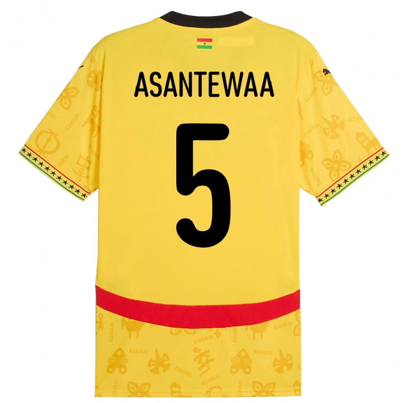 Danxen Kinder Ghana Grace Asantewaa #5 Gelb Auswärtstrikot Trikot 24-26 T-Shirt
