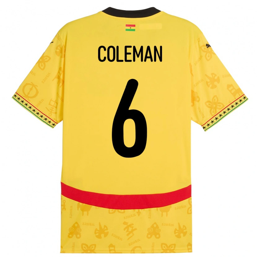 Danxen Kinder Ghana Ellen Coleman #6 Gelb Auswärtstrikot Trikot 24-26 T-Shirt
