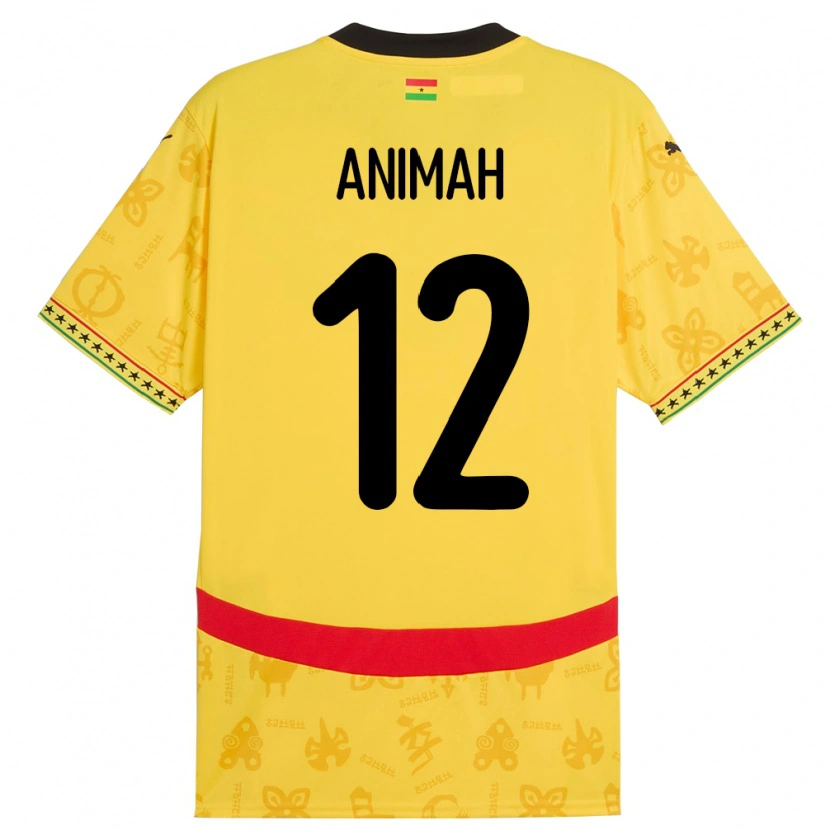 Danxen Kinder Ghana Grace Animah #12 Gelb Auswärtstrikot Trikot 24-26 T-Shirt