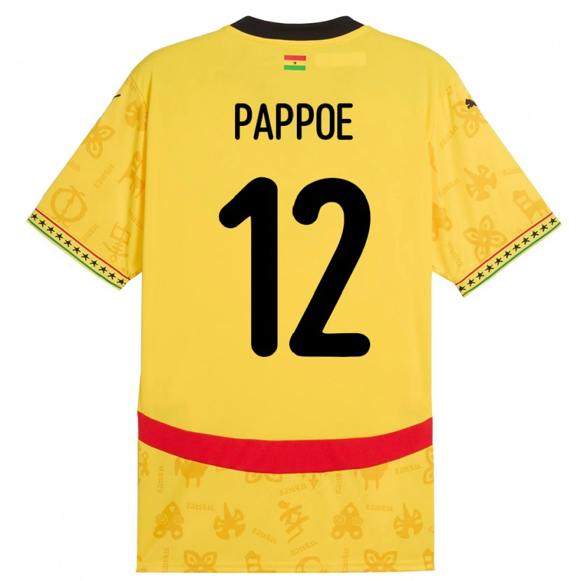 Danxen Kinder Ghana Isaac Pappoe #12 Gelb Auswärtstrikot Trikot 24-26 T-Shirt