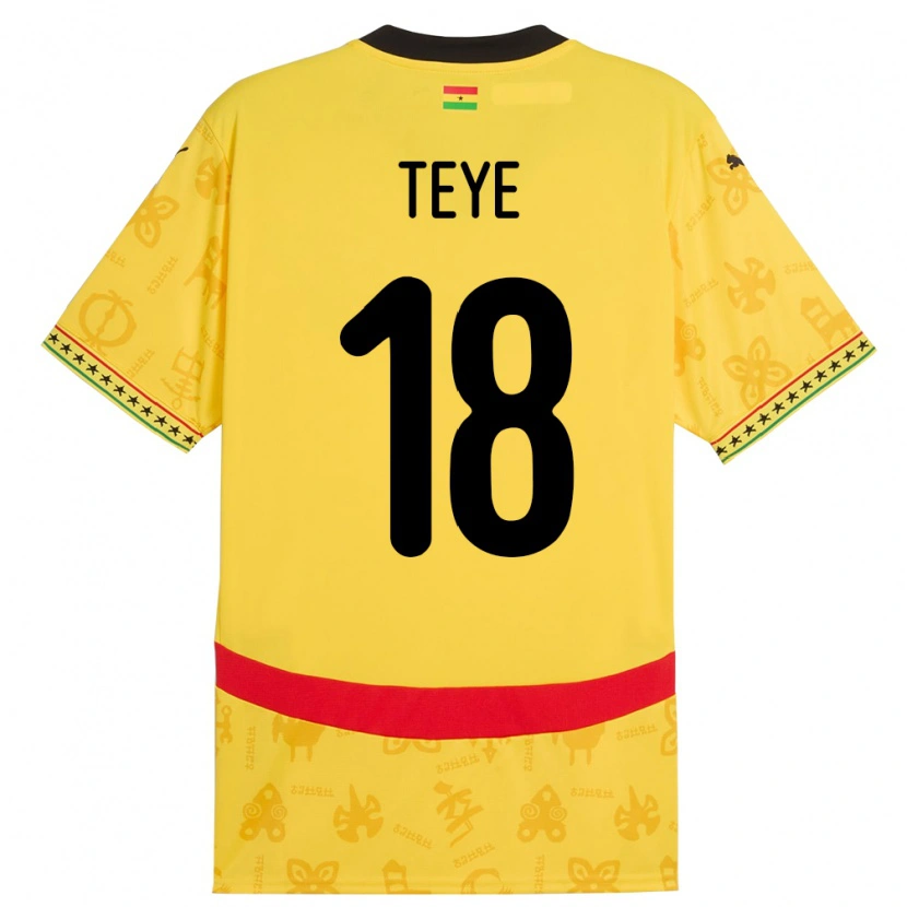 Danxen Kinder Ghana Suzzy Teye #18 Gelb Auswärtstrikot Trikot 24-26 T-Shirt