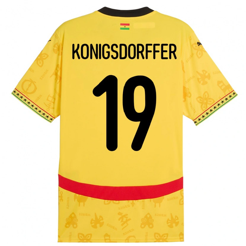 Danxen Kinder Ghana Ransford-Yeboah Konigsdorffer #19 Gelb Auswärtstrikot Trikot 24-26 T-Shirt