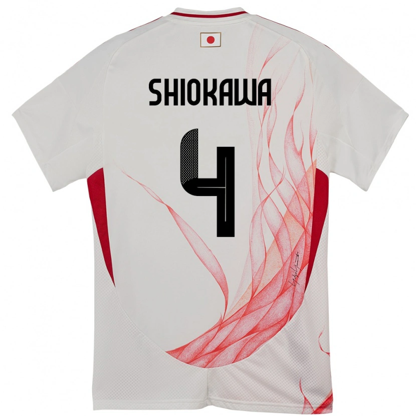 Danxen Kinder Japan Harumichi Shiokawa #4 Weiß Auswärtstrikot Trikot 24-26 T-Shirt