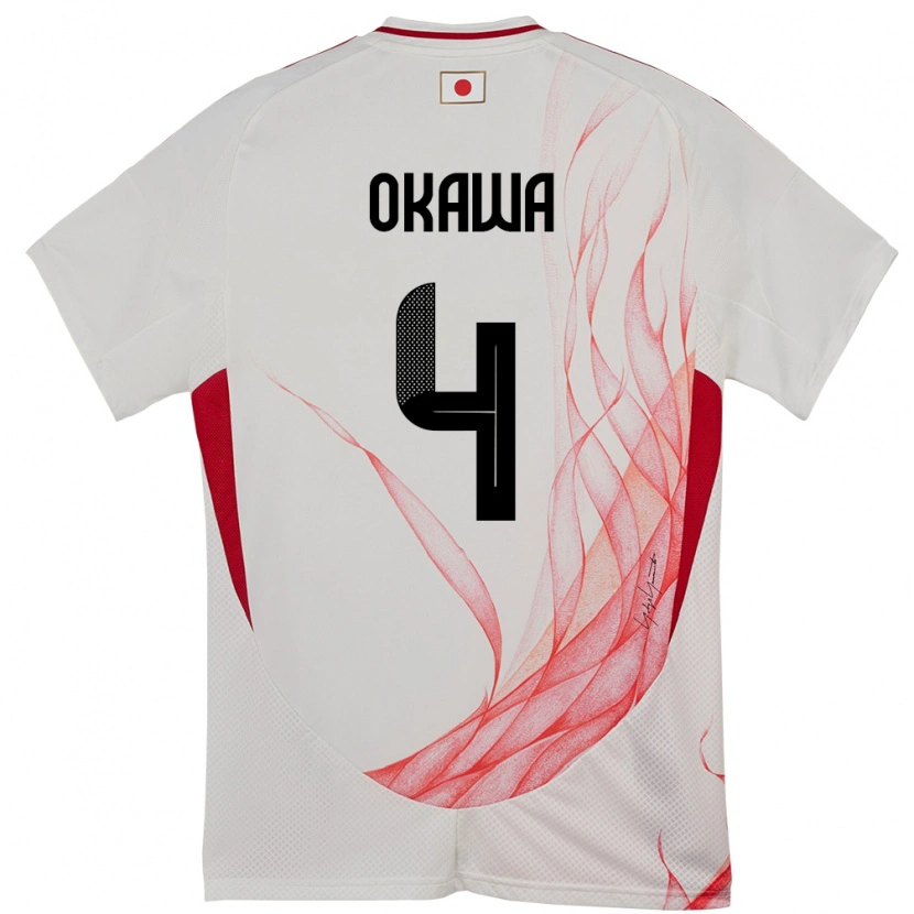 Danxen Kinder Japan Yugo Okawa #4 Weiß Auswärtstrikot Trikot 24-26 T-Shirt