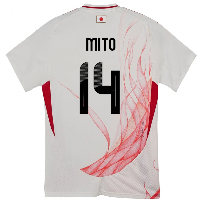 Danxen Kinder Japan Shunsuke Mito #14 Weiß Auswärtstrikot Trikot 24-26 T-Shirt