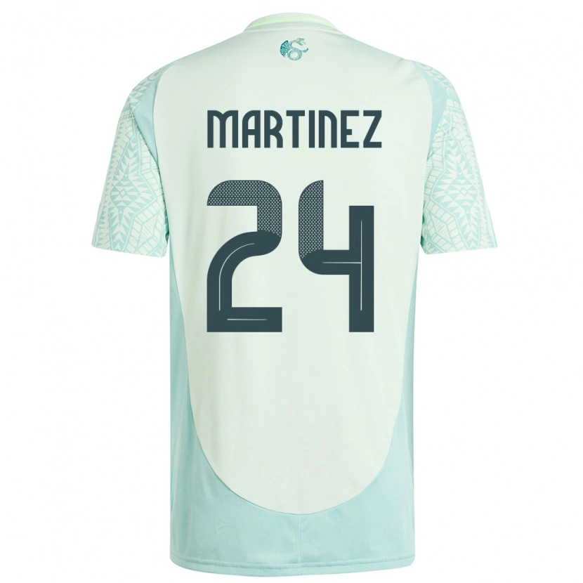 Danxen Kinder Mexiko Guillermo Martínez #24 Leinengrün Auswärtstrikot Trikot 24-26 T-Shirt