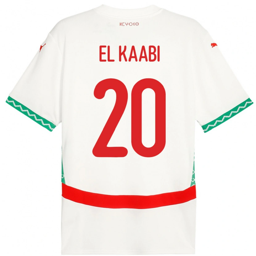 Danxen Kinder Marokko Ayoub El Kaabi #20 Weiß Auswärtstrikot Trikot 24-26 T-Shirt